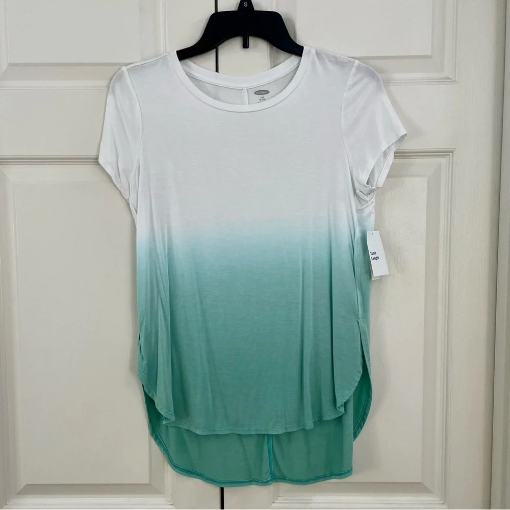 NWT Old Navy Girls Hi-Low Tunic Top Size XL (14) Teal/White